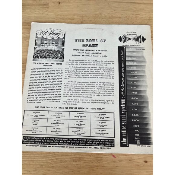 The Soul Of Spain By 101 Strings Vinyl Record SF-6600 Vintage Album - Picture 4 of 4